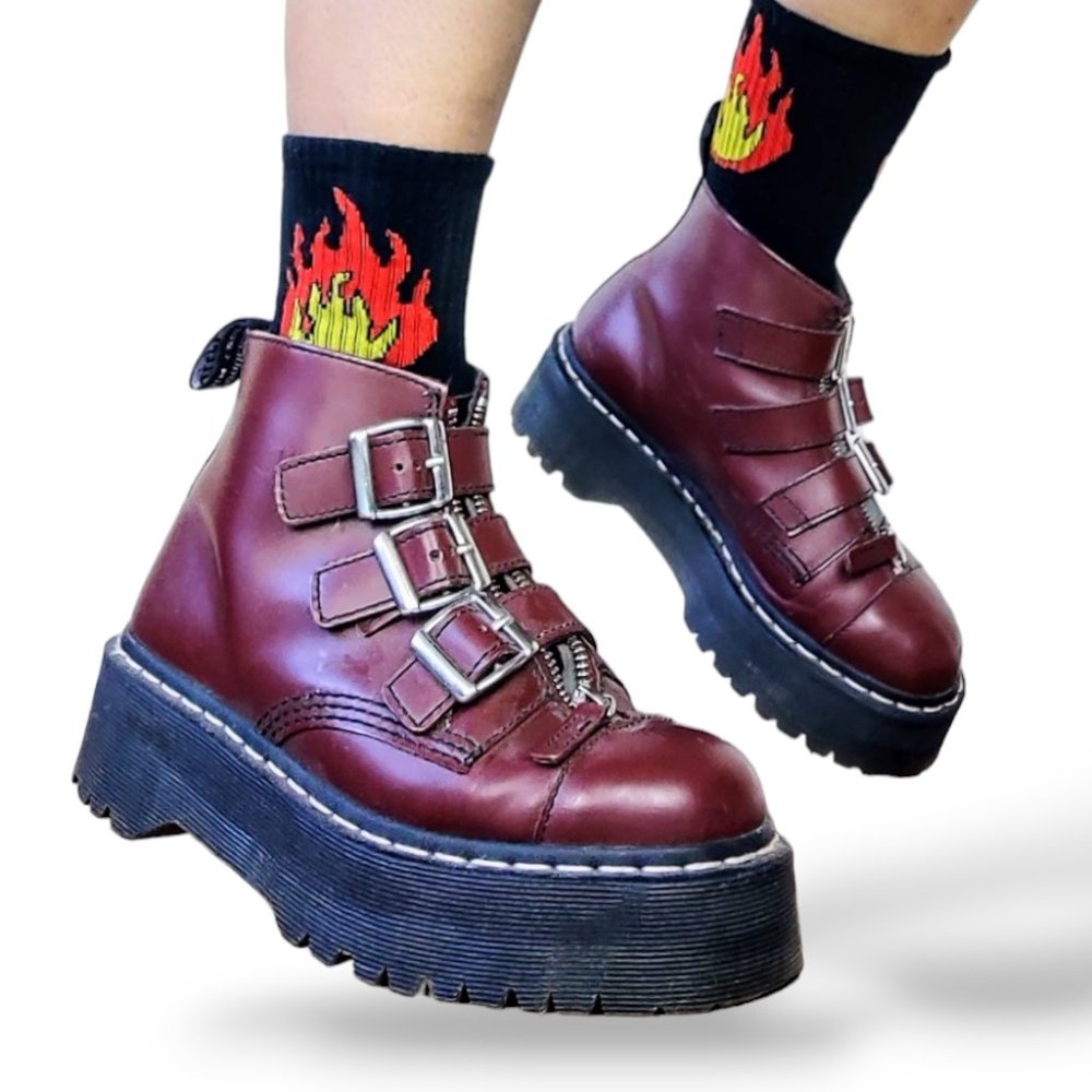 Doctor Martens extremely rare Agyness Deyn straps platform leather creepers boot